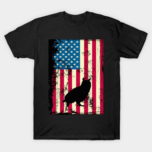 Owl American Flag USA Patriotic 4th Of July Gifts T-Shirt by KittleAmandass